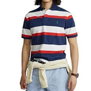 *NEW Polo Ralph Lauren Men's Classic-Fit Mesh Polo Shirt Red/Blue/White Size L
